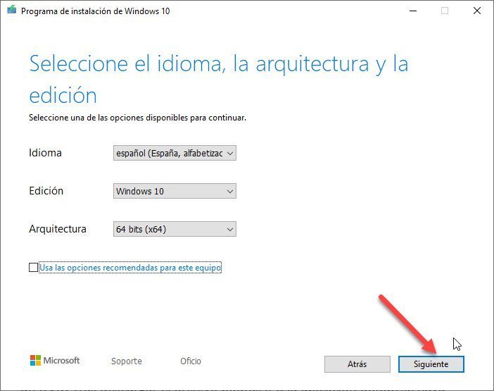 Configurar la herramienta de Instalación de Windows 10